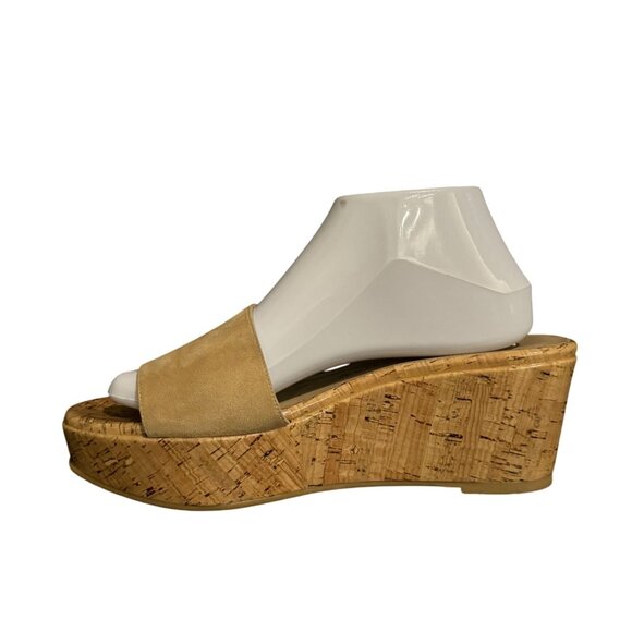 Stuart Weitzman Summer Wedge Women's Tan Suede Slide Sandal, Size 9B WORN ONCE - Picture 4 of 10